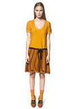 Trompe l'oeil wool sweater dress in mustard