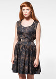Anglomania floral gold printed dress