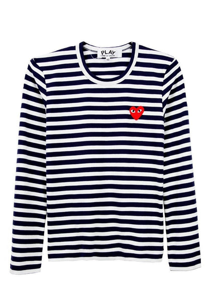 COMME DES GARÇONS PLAY striped heart logo top