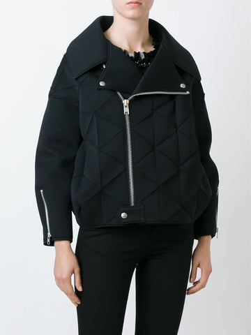 panelled biker jacket