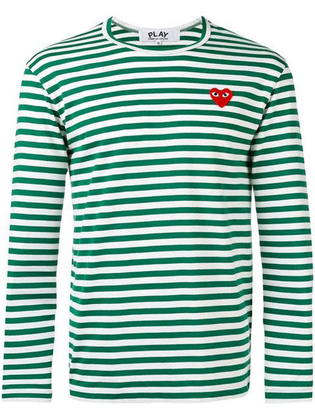 COMME DES GARÇONS PLAY striped heart logo top