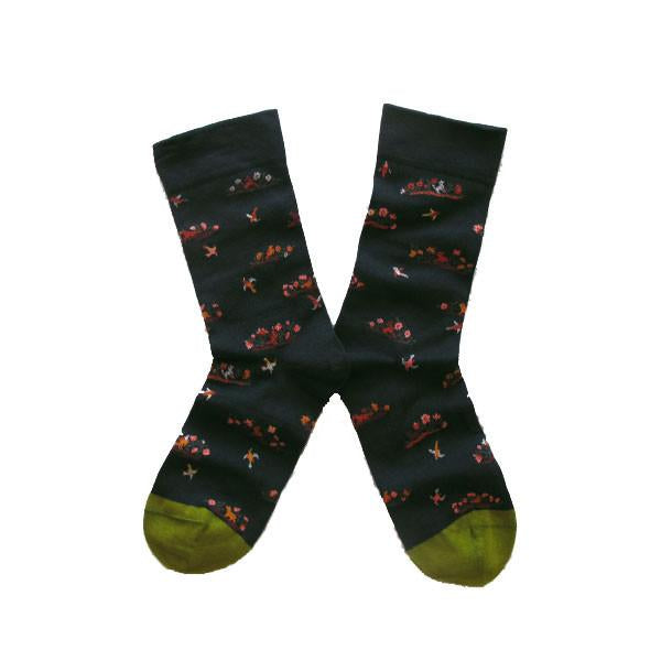 Flowers and Birds dark socks