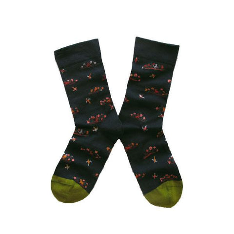 Flowers and Birds dark socks