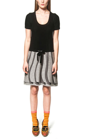 Trompe l'oeil wool sweater dress in grey