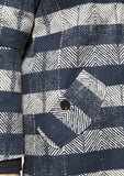Blue and grey herringbone striped  long blazer